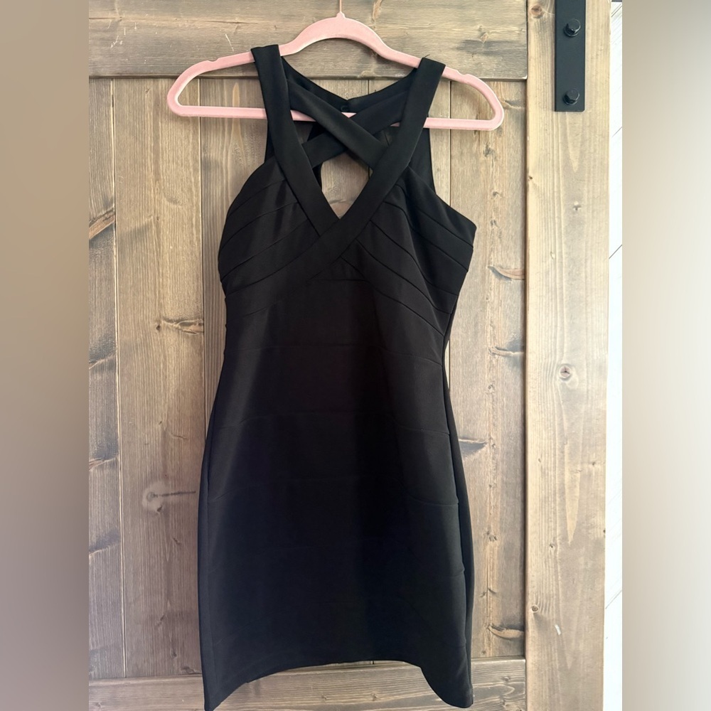 Crystal Doll Black Cross-Back Cocktail Dress | Size 3